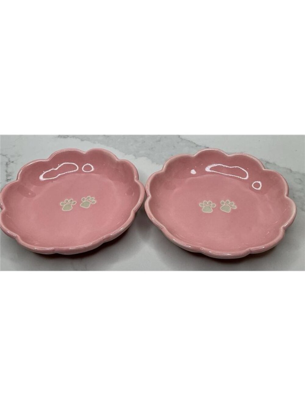 2 Prima Small Pets Cat Dish Pet Bowl Pink Flower Two Paws Ceramic New